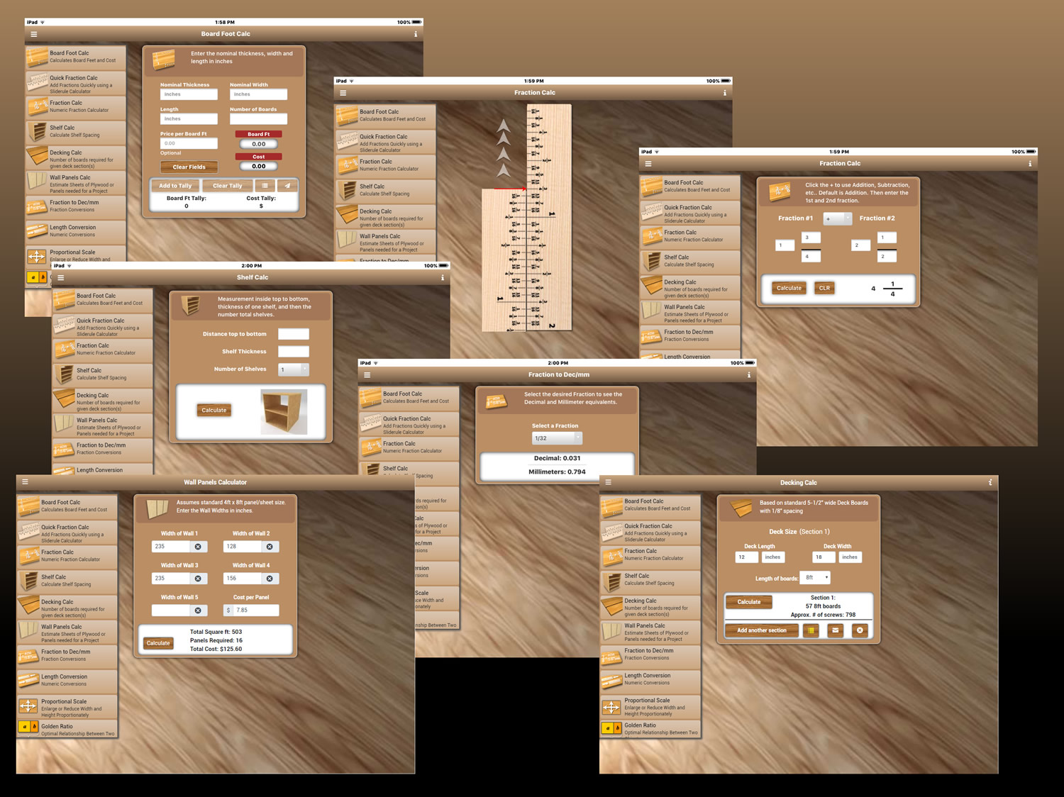 Woodworking app for the iPad