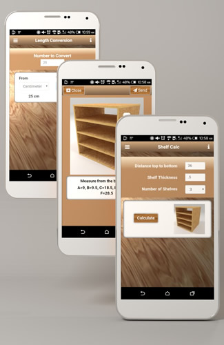 Woodworking app Shelf Calculator
