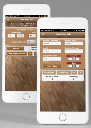 Woodworking app Board foot Calculator - Decking Calculator app