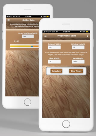 Woodworking app Proportional Scale and Woodworking Golden Rule