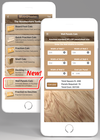 Woodworking app Panel Sheet Calculator for woodworkers